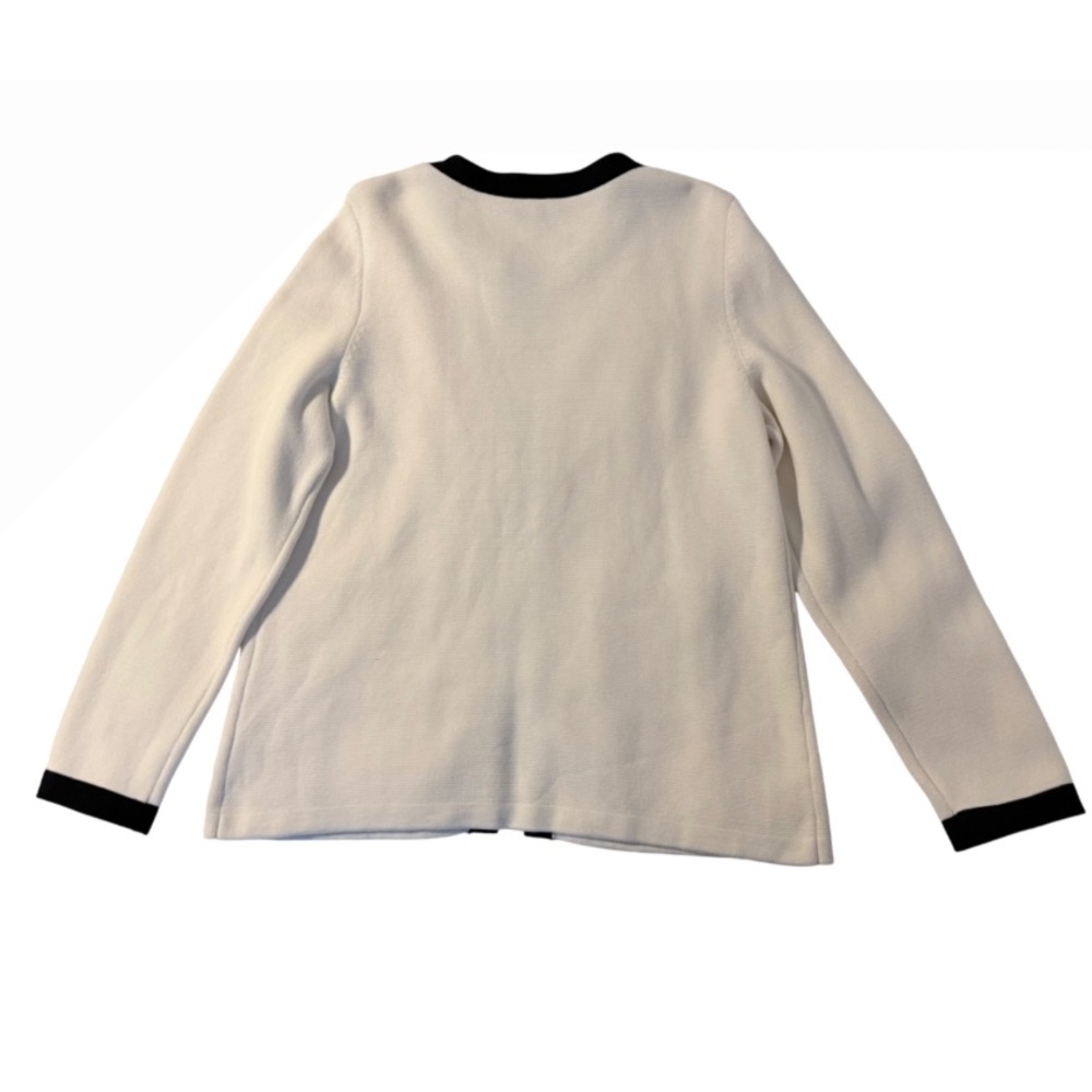 Talbots Ivory Black Trim Sweater Jacket Hook Eye Cardigan Knit X (1X) - Picture 3 of 8